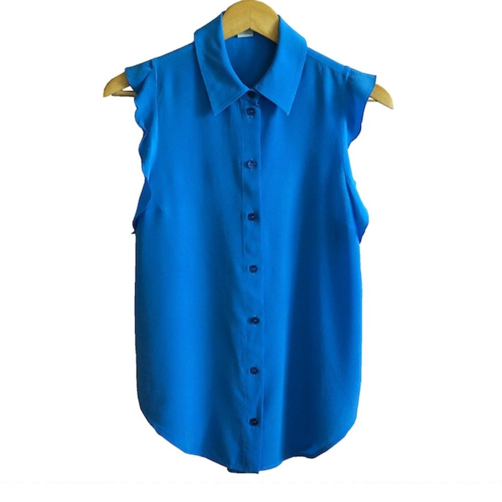 Stella McCartney Frill Ruffle Sleeveless Silk  Blouse